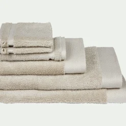Lot de 2 gants de toilette en coton peigné - beige alpilles