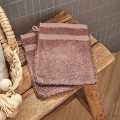 Lot de 2 gants de toilette en coton peigné - brun rhassoul