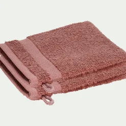 Lot de 2 gants de toilette en coton peigné - brun rhassoul