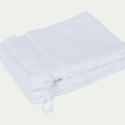 Lot de 2 gants de toilette en coton peigné - blanc optique