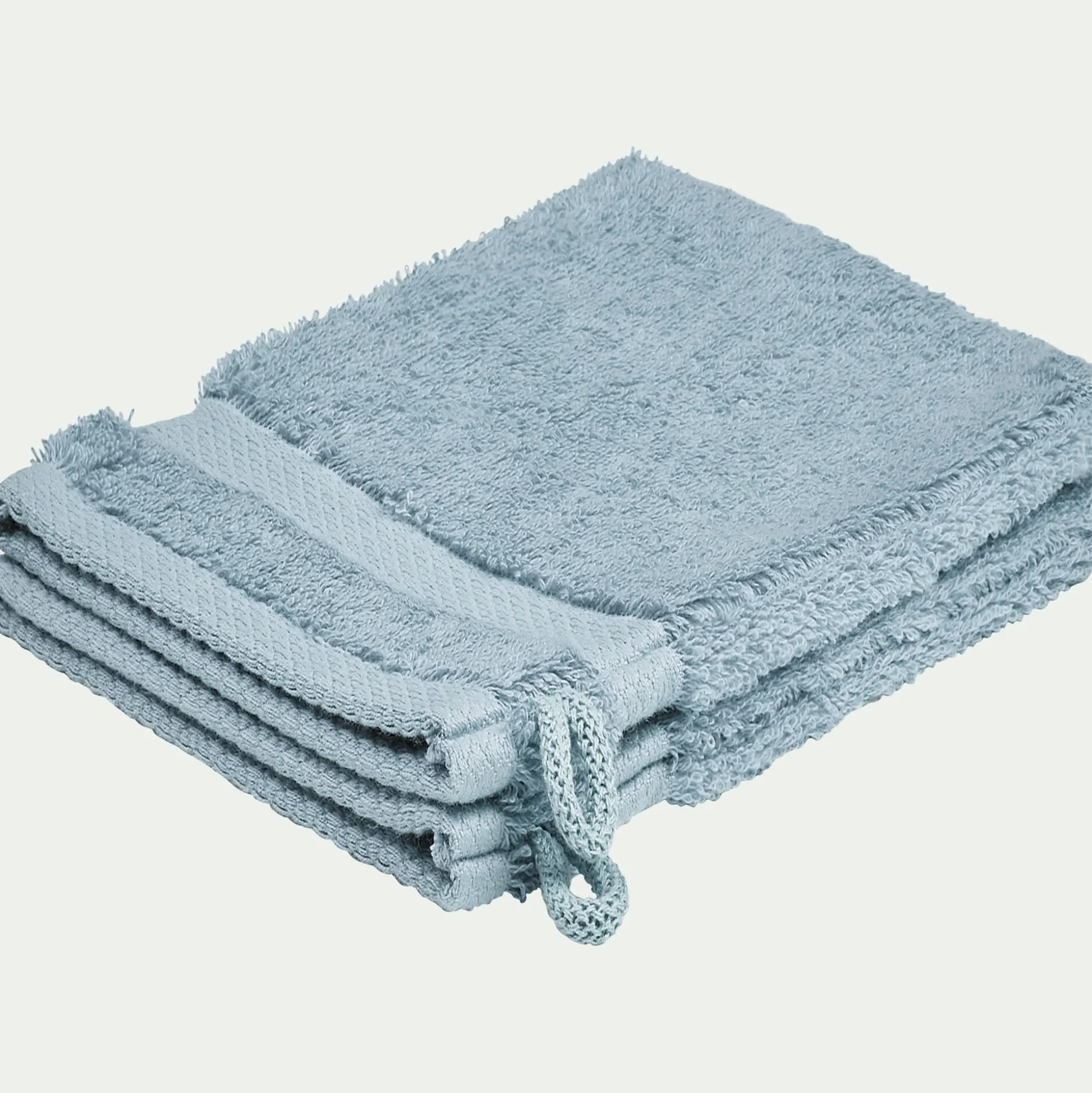 Lot de 2 gants de toilette en coton peigné - bleu calaluna