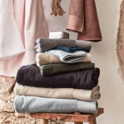 Lot de 2 gants de toilette en coton peigné - bleu calaluna