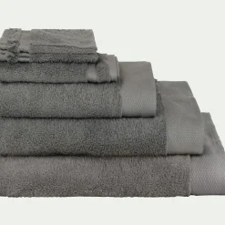 Lot de 2 gants de toilette en coton peigné - gris restanque