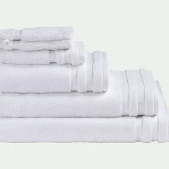 Lot de 2 gants de toilette qualité hôtelière en coton - blanc