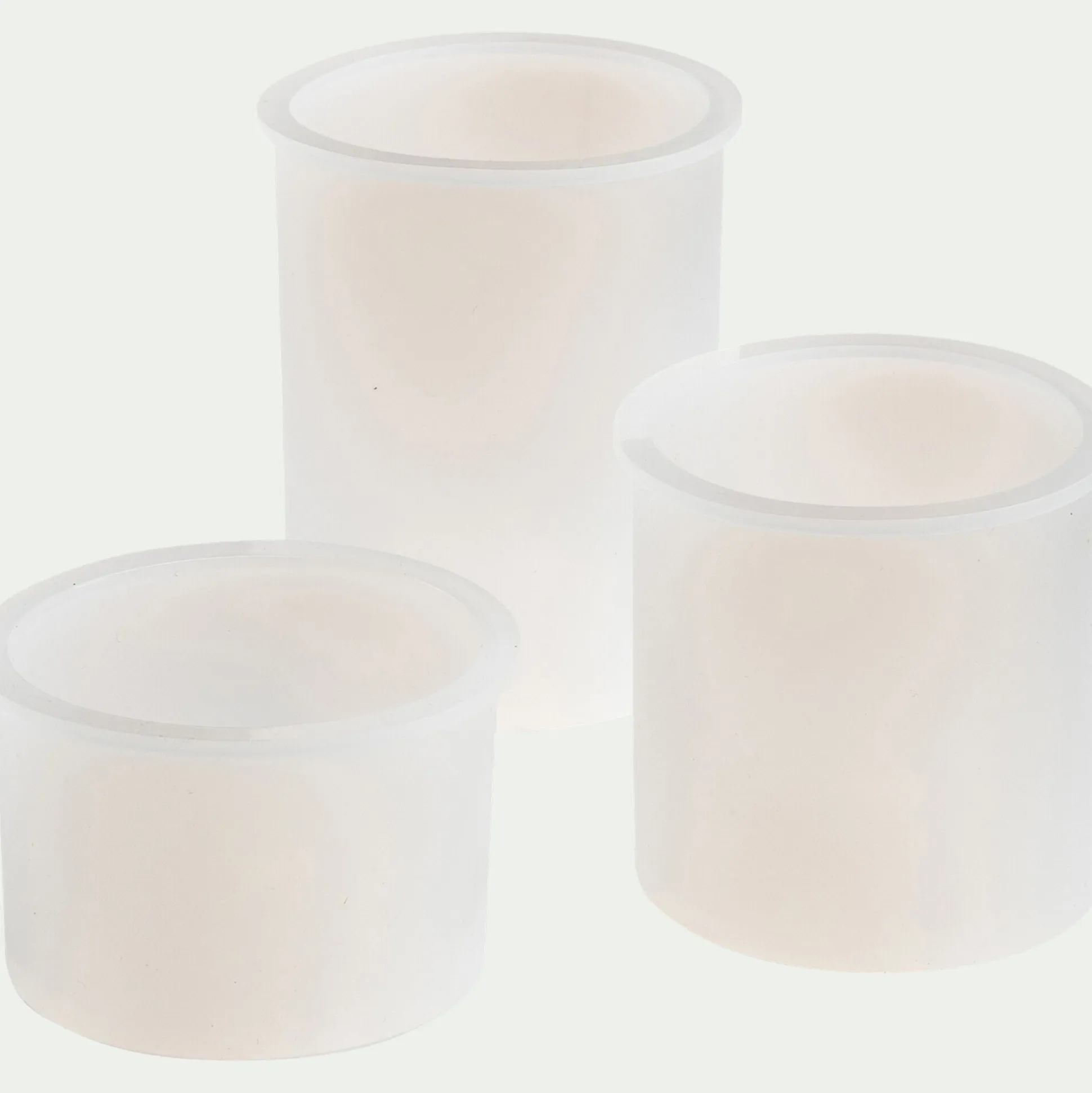 Lot de 3 moules porte-bougies en silicone - blanc translucide