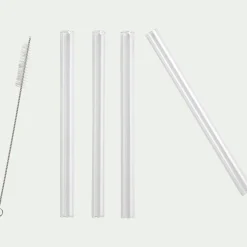 Lot de 4 pailles à bubble tea en verre