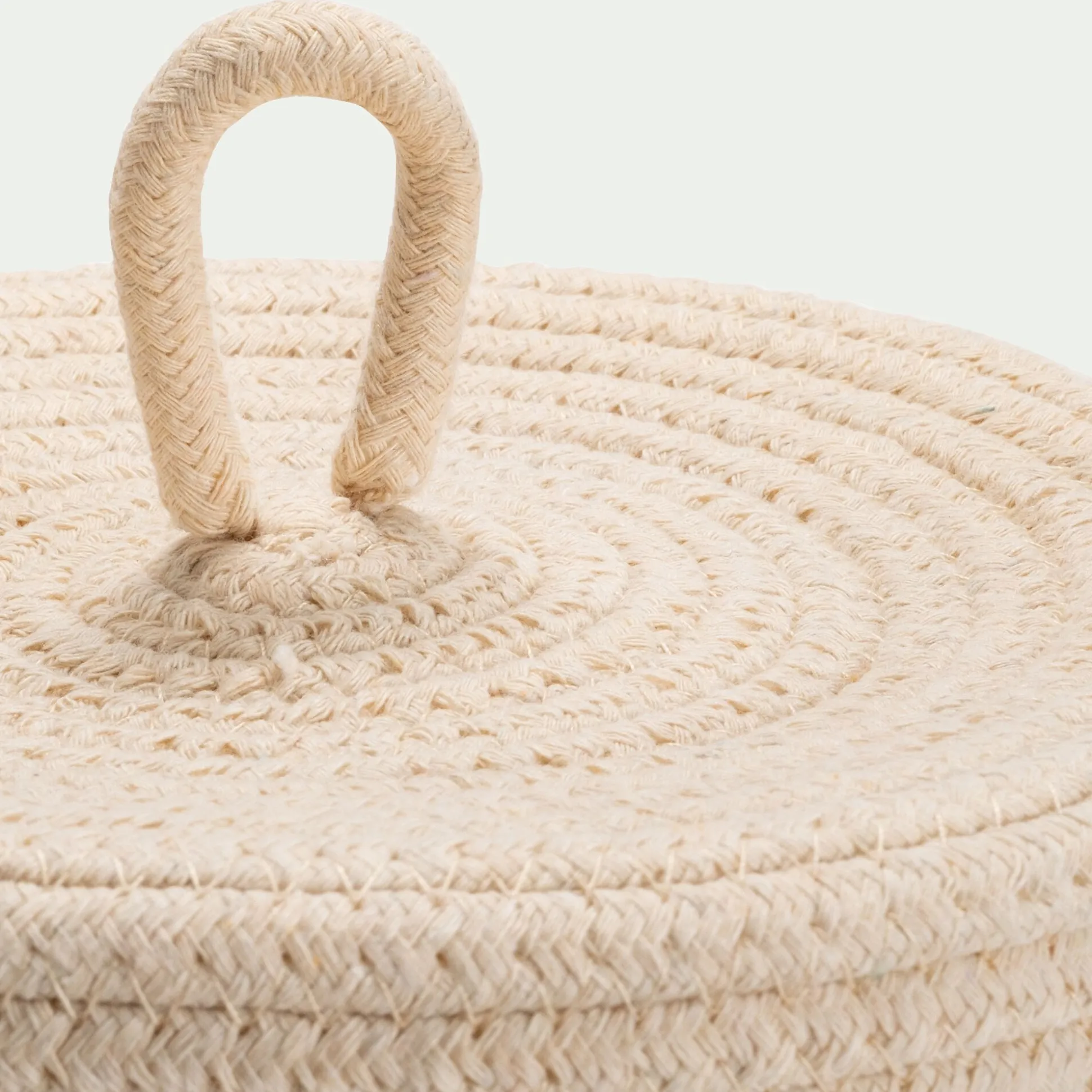 Lot de 2 paniers ronds en tissu - beige