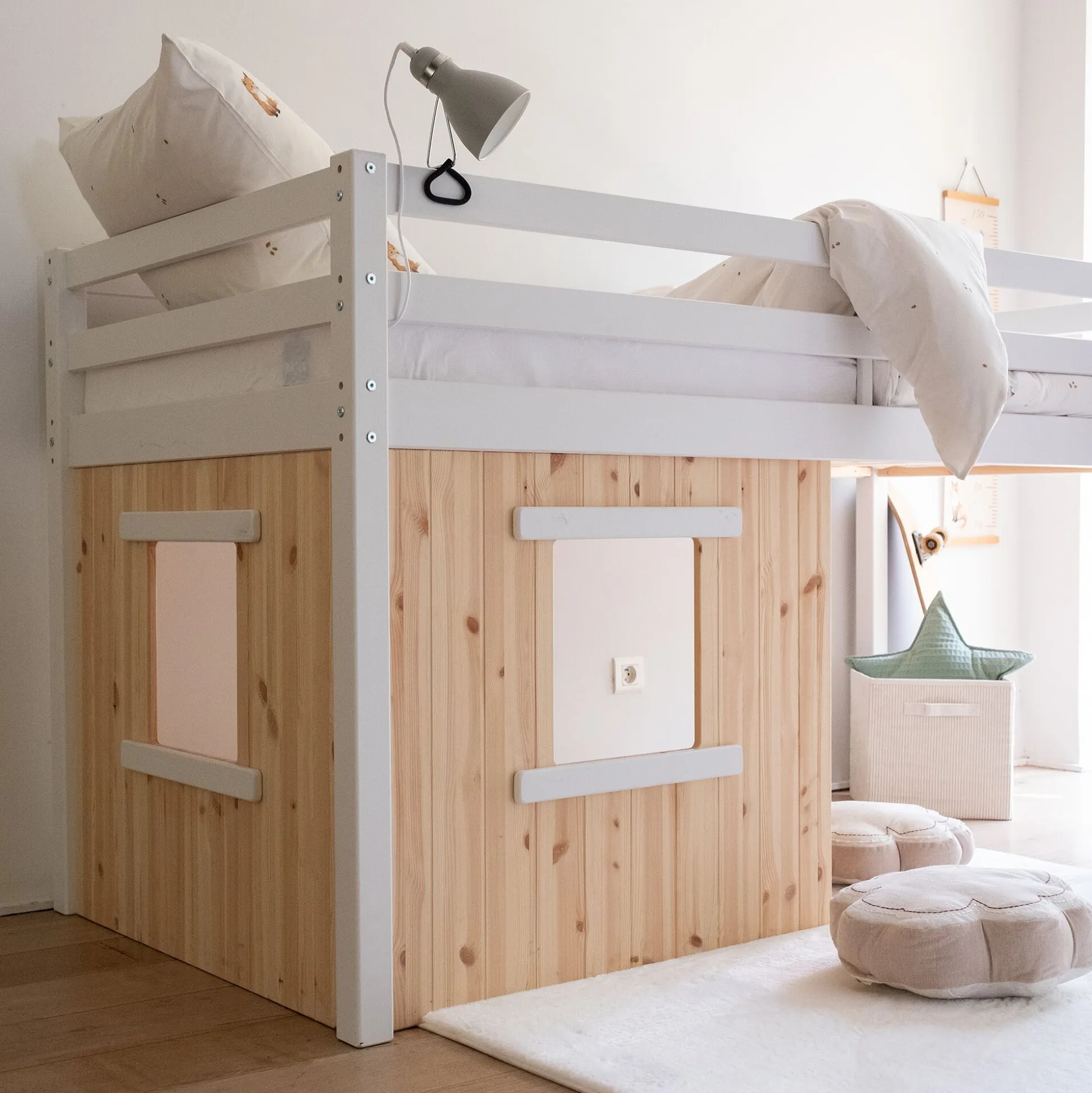Lot de 2 panneaux pour lit cabane 75x91,5cm - bois clair
