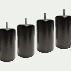 Lot de 4 pieds de sommier cylindrique H12cm - noir