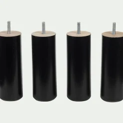 Lot de 4 pieds de sommier H20 cm - noir