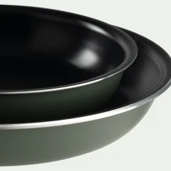 Lot de 2 poêles en aluminium avec manche amovible - vert cèdre