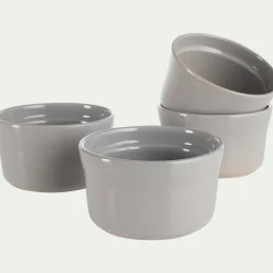 Lot de 4 ramequins en grès D9cm - gris