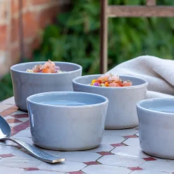 Lot de 4 ramequins en grès D9cm - gris