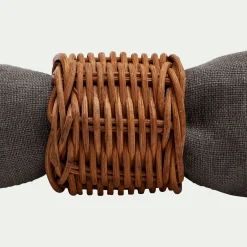 Lot de 4 ronds de serviette en rotin - marron