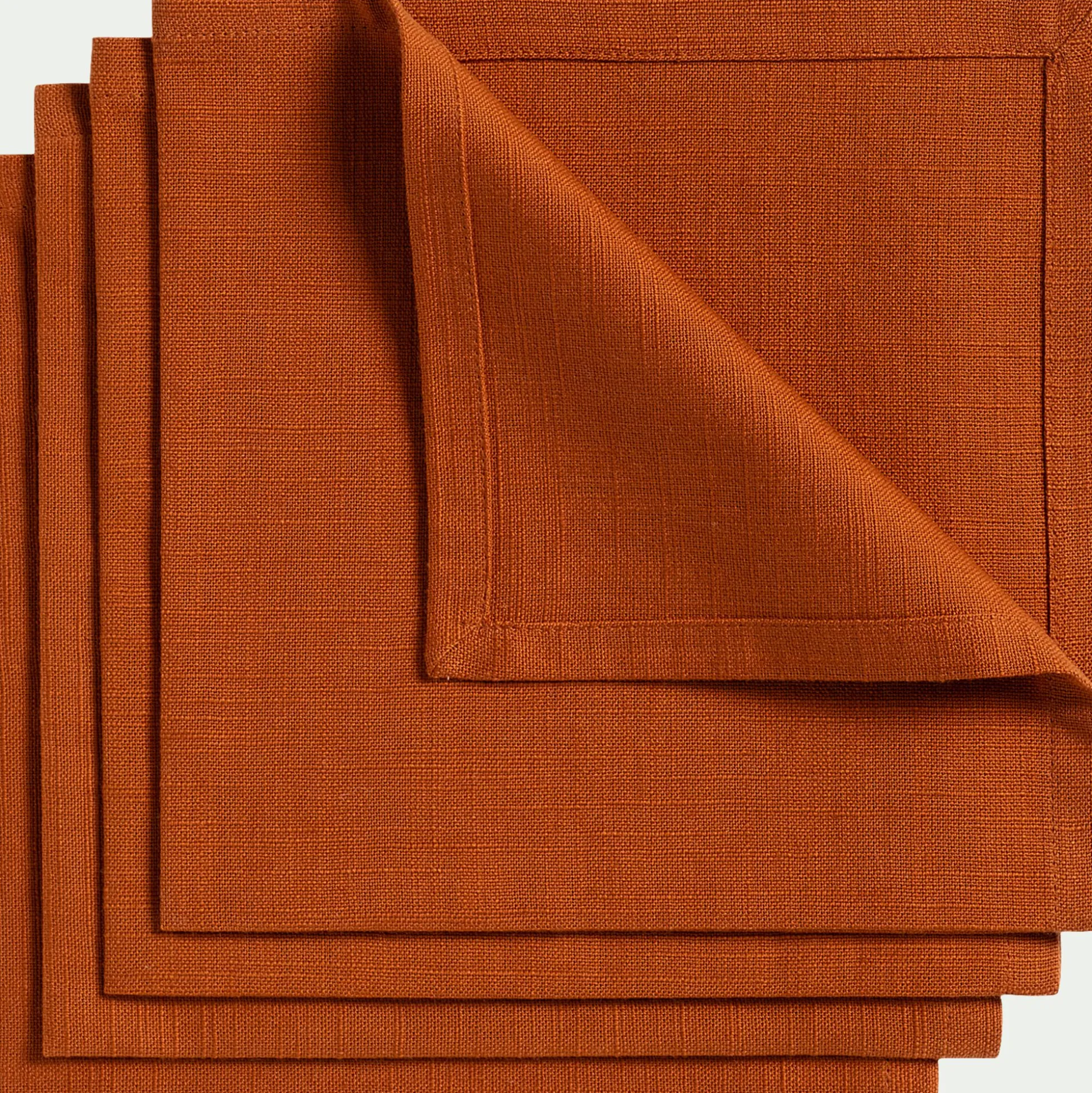 Lot de 4 serviettes de table en coton 41x41cm - brun rustrel