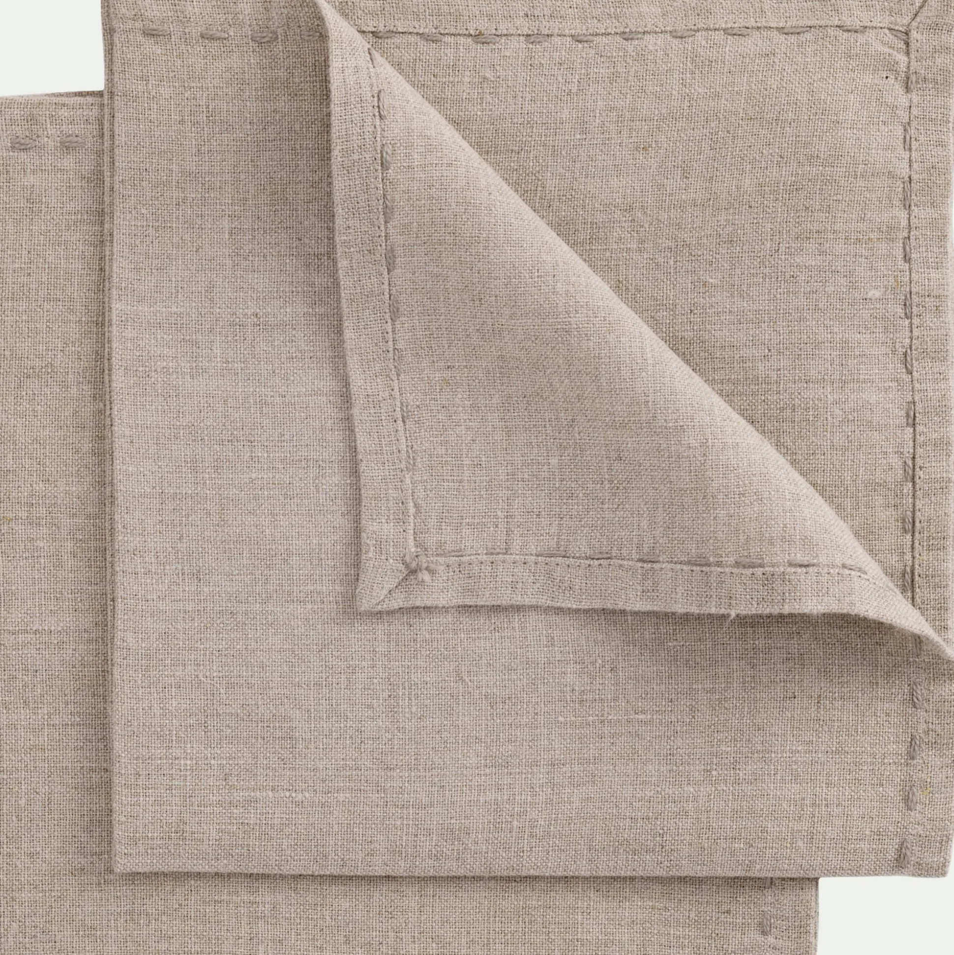Lot de 2 serviettes de table en lin lavé - naturel
