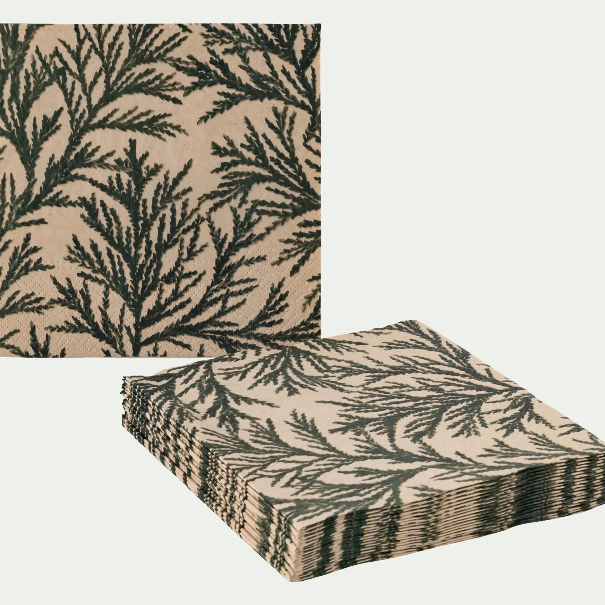 Lot de 20 serviettes en papier motif cyprès 33x33cm - beige alpilles