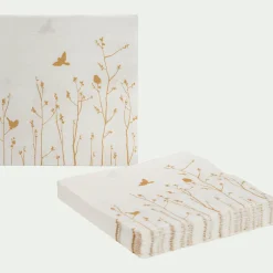Lot de 20 serviettes en papier motif forêt 33x33cm - blanc