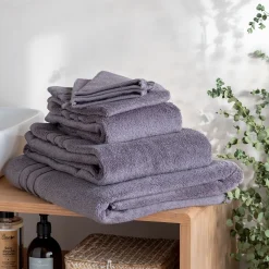 Lot de 2 serviettes invité bouclette en coton - gris anthracite 30x50cm