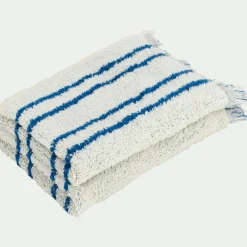 Lot de 2 serviettes invité en coton à rayures 30x50cm - bleu