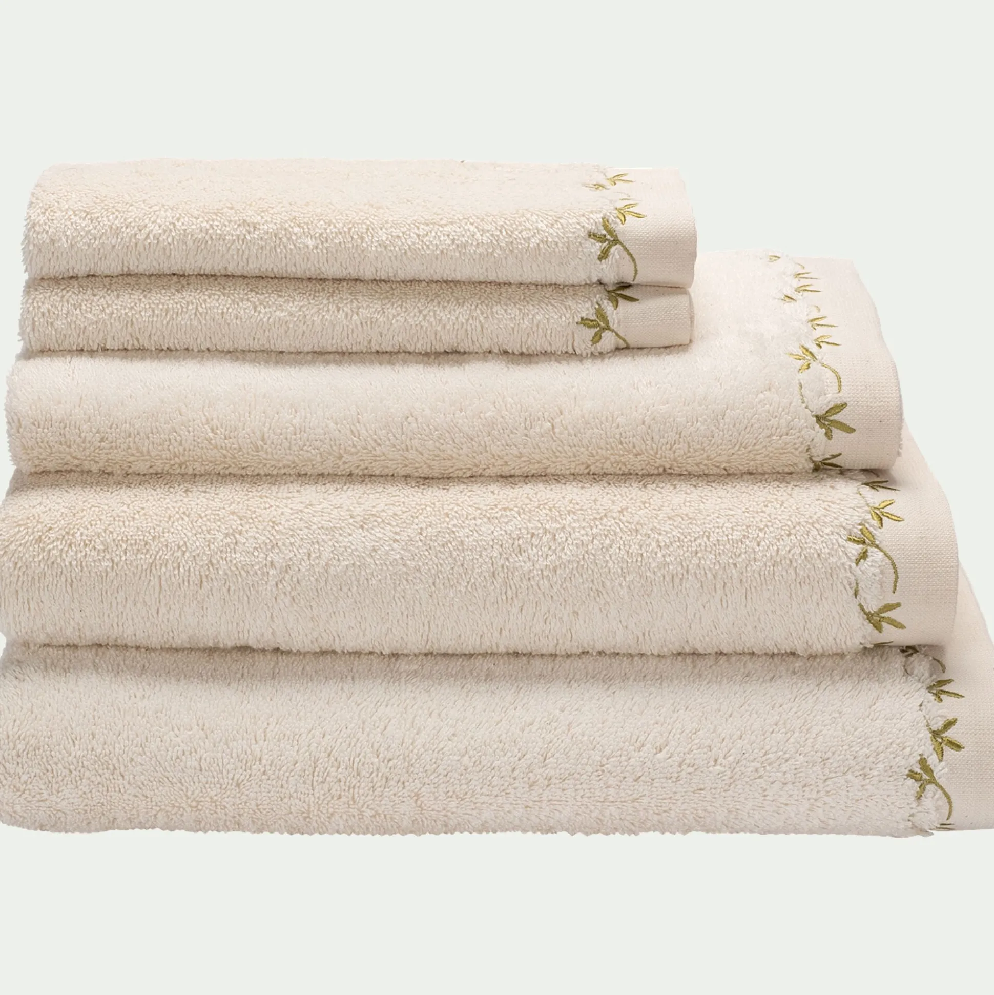 Lot de 2 serviettes invité en coton - beige 30x50cm