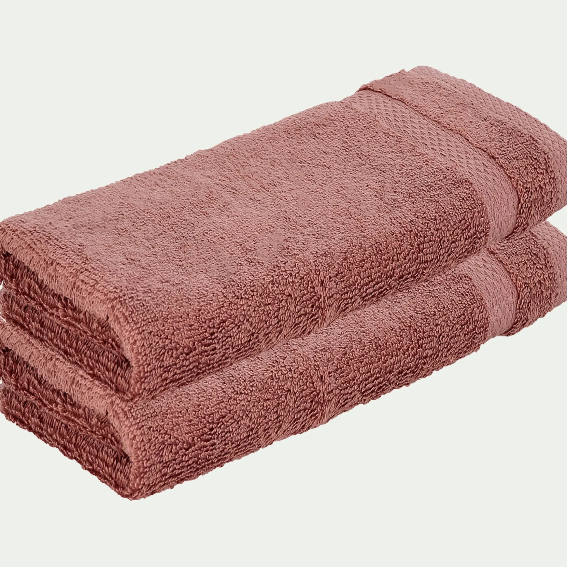 Lot de 2 serviettes invité en coton peigné - brun rhassoul 30x50cm