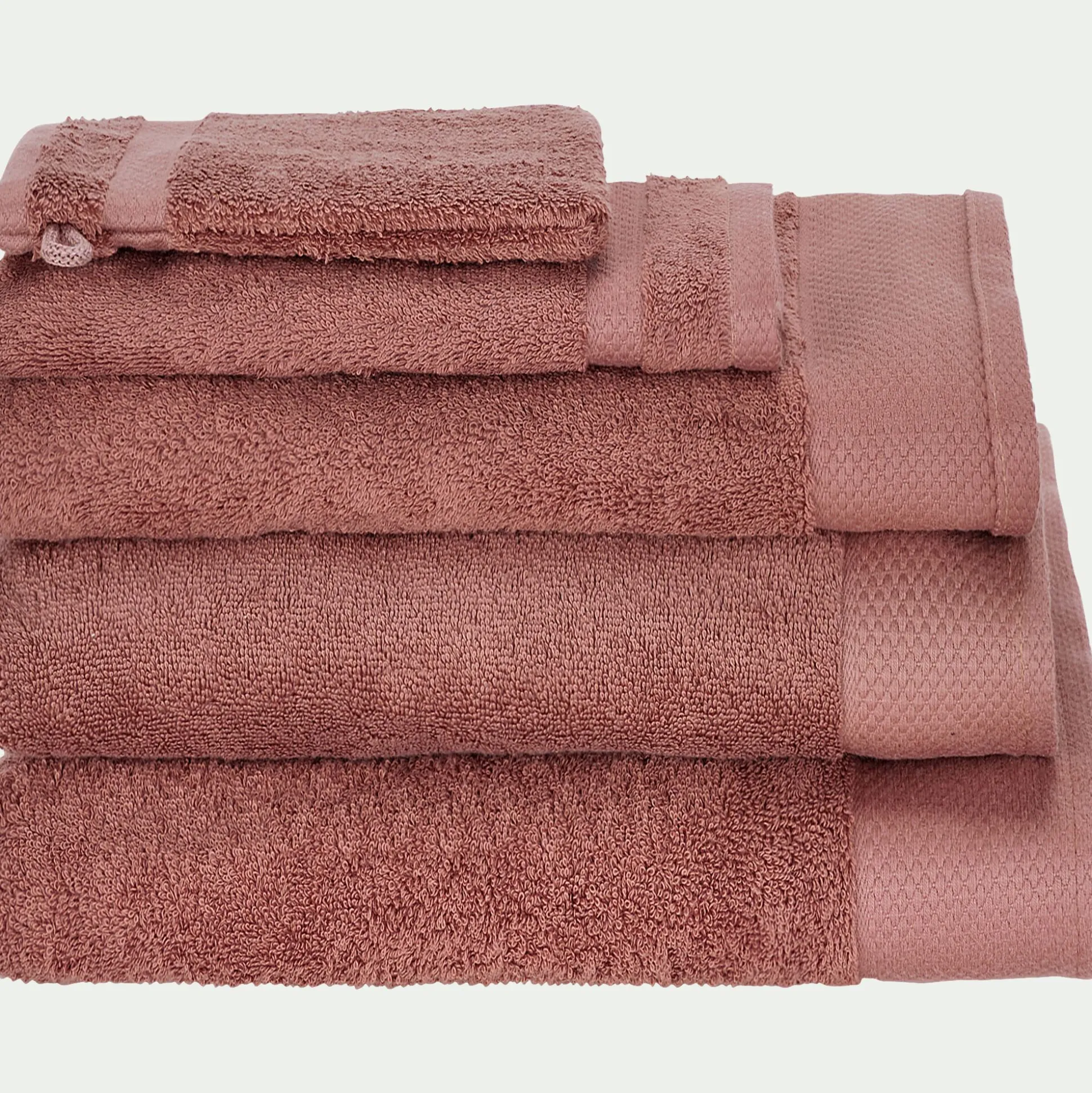 Lot de 2 serviettes invité en coton peigné - brun rhassoul 30x50cm