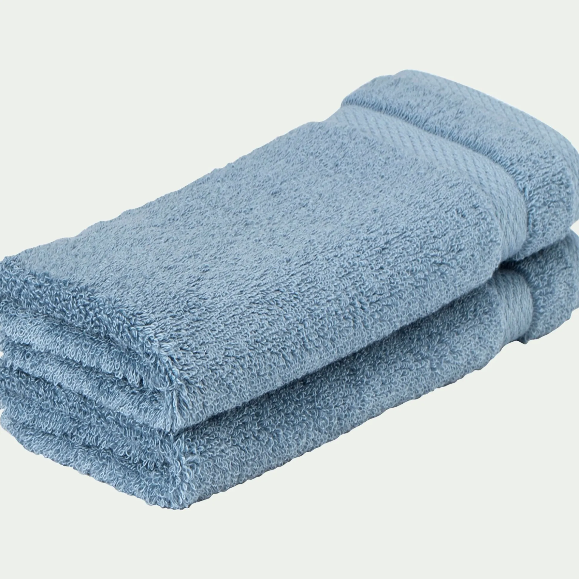 Lot de 2 serviettes invité en coton peigné - bleu autan 30x50cm