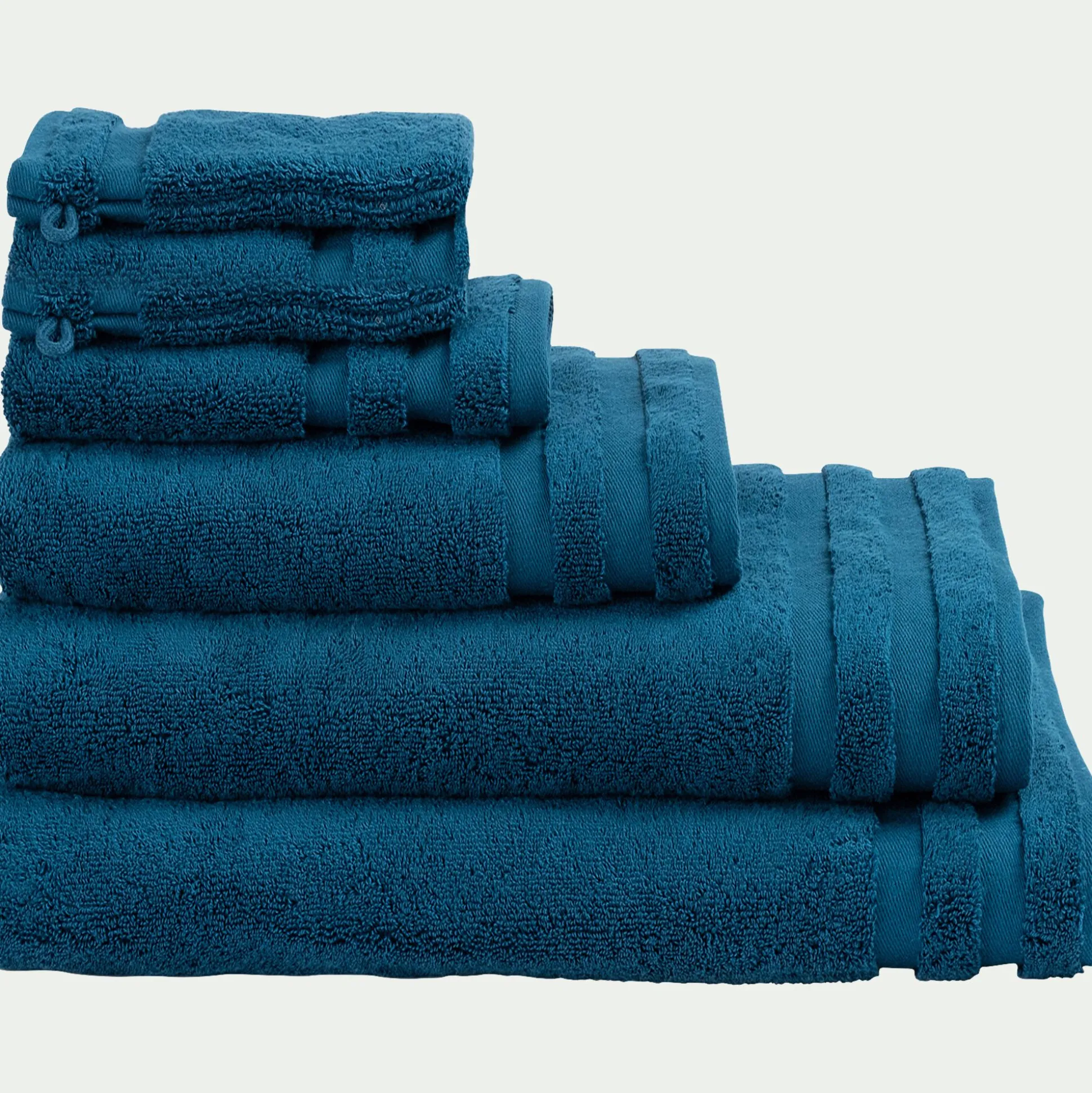 Lot de 2 serviettes invité en coton - bleu figuerolles 30x50cm