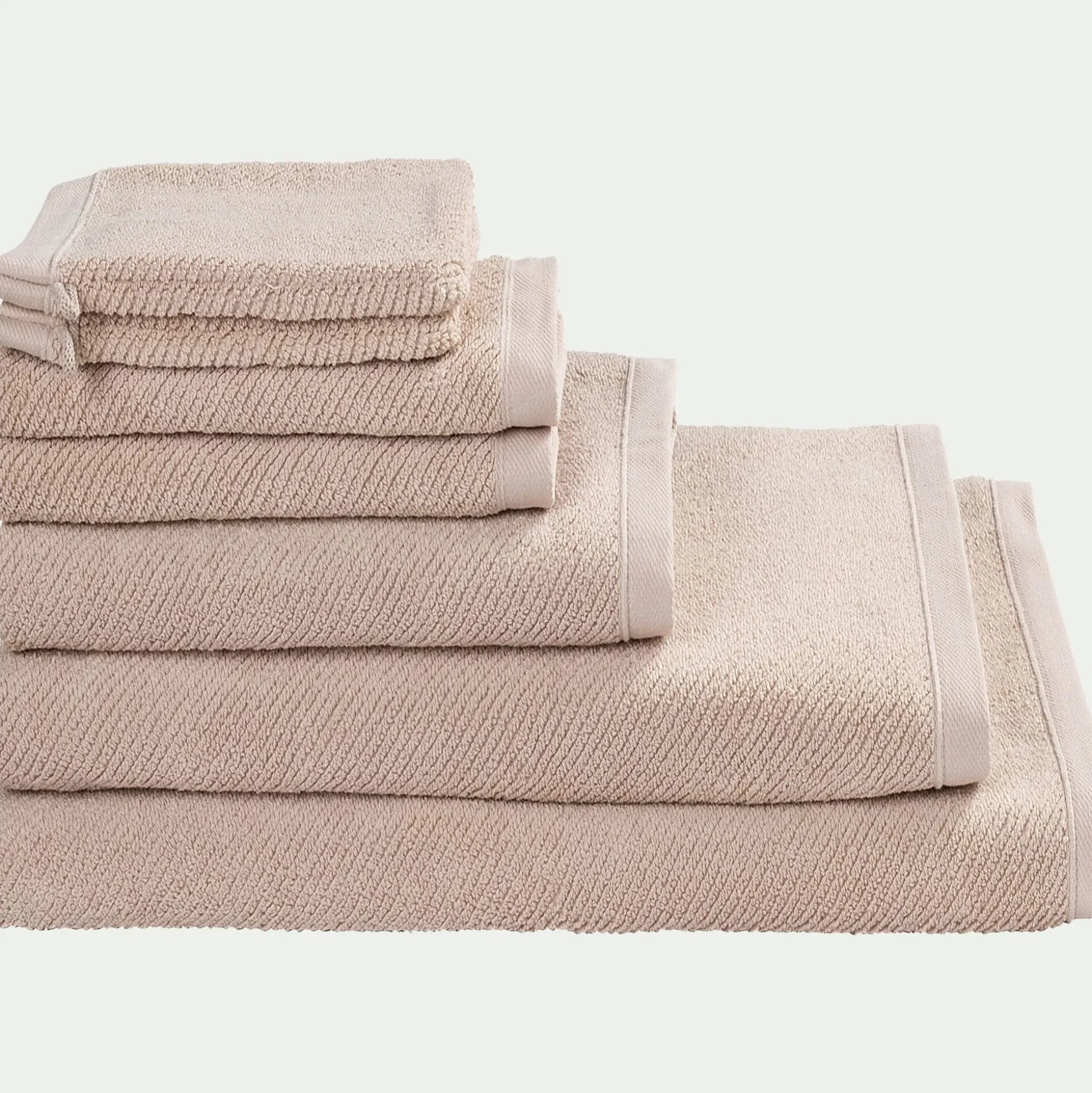 Lot de 2 serviettes invités en bouclettes de coton bio - beige alpilles 30x50cm