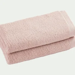Lot de 2 serviettes invités en bouclettes de coton bio - rose rosa 30x50cm