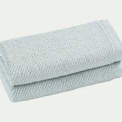 Lot de 2 serviettes invités en bouclettes de coton bio - bleu 30x50cm