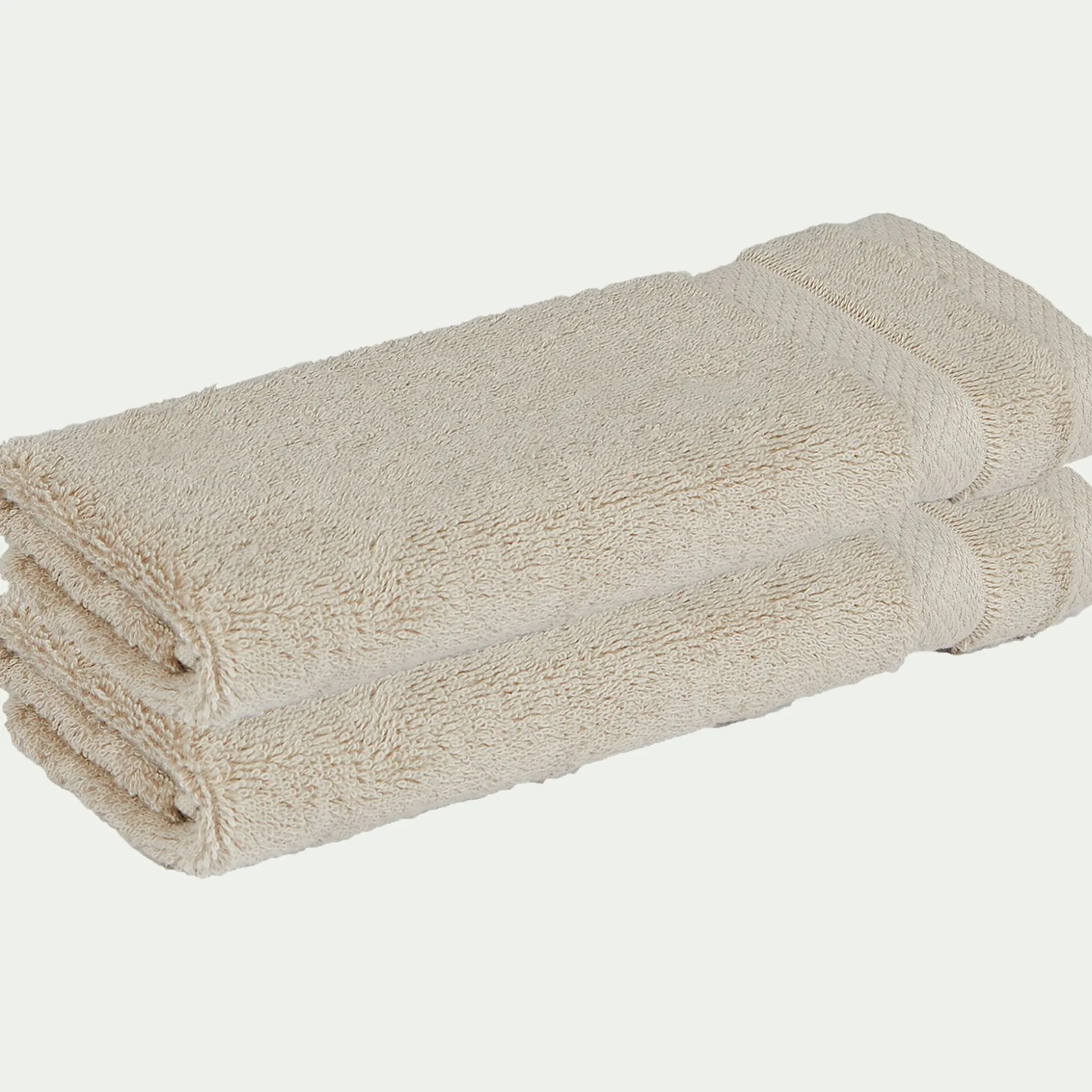 Lot de 2 serviettes invités en coton peigné - beige alpilles 30x50cm