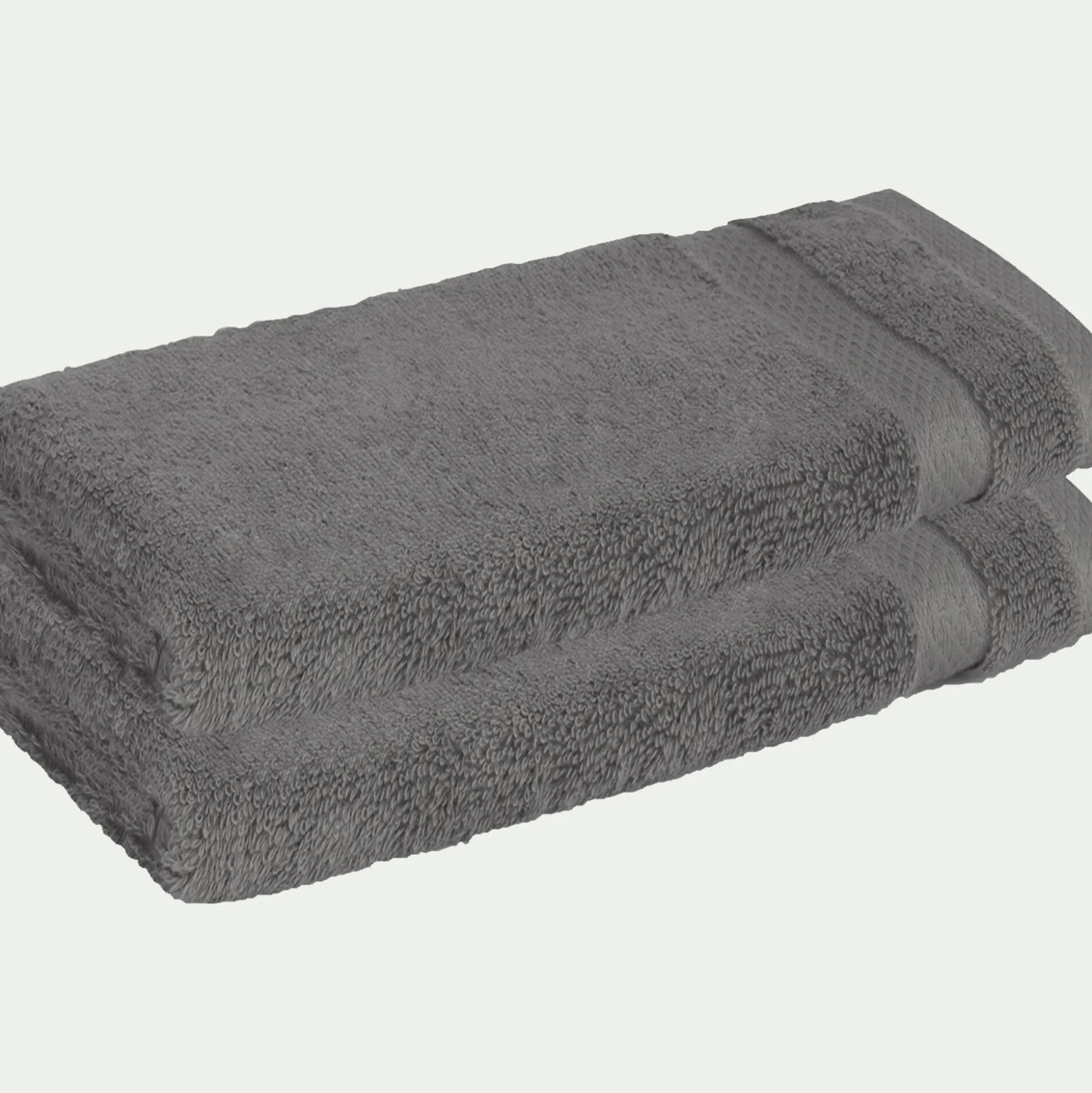 Lot de 2 serviettes invités en coton peigné - gris restanque 30x50cm