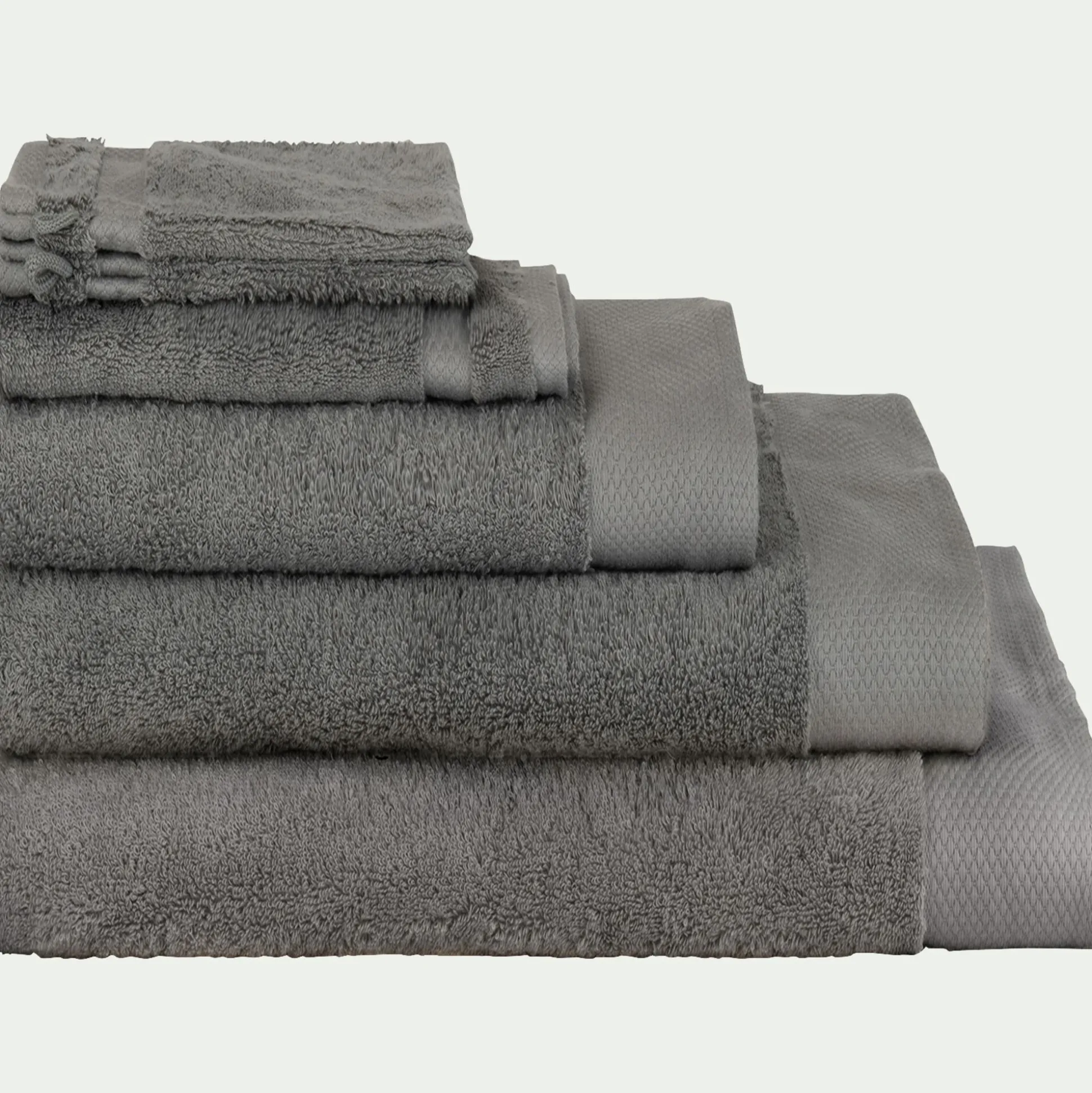 Lot de 2 serviettes invités en coton peigné - gris restanque 30x50cm