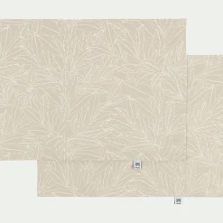 Lot de 2 sets de table en coton enduit motif laurier - beige alpilles 35x48cm