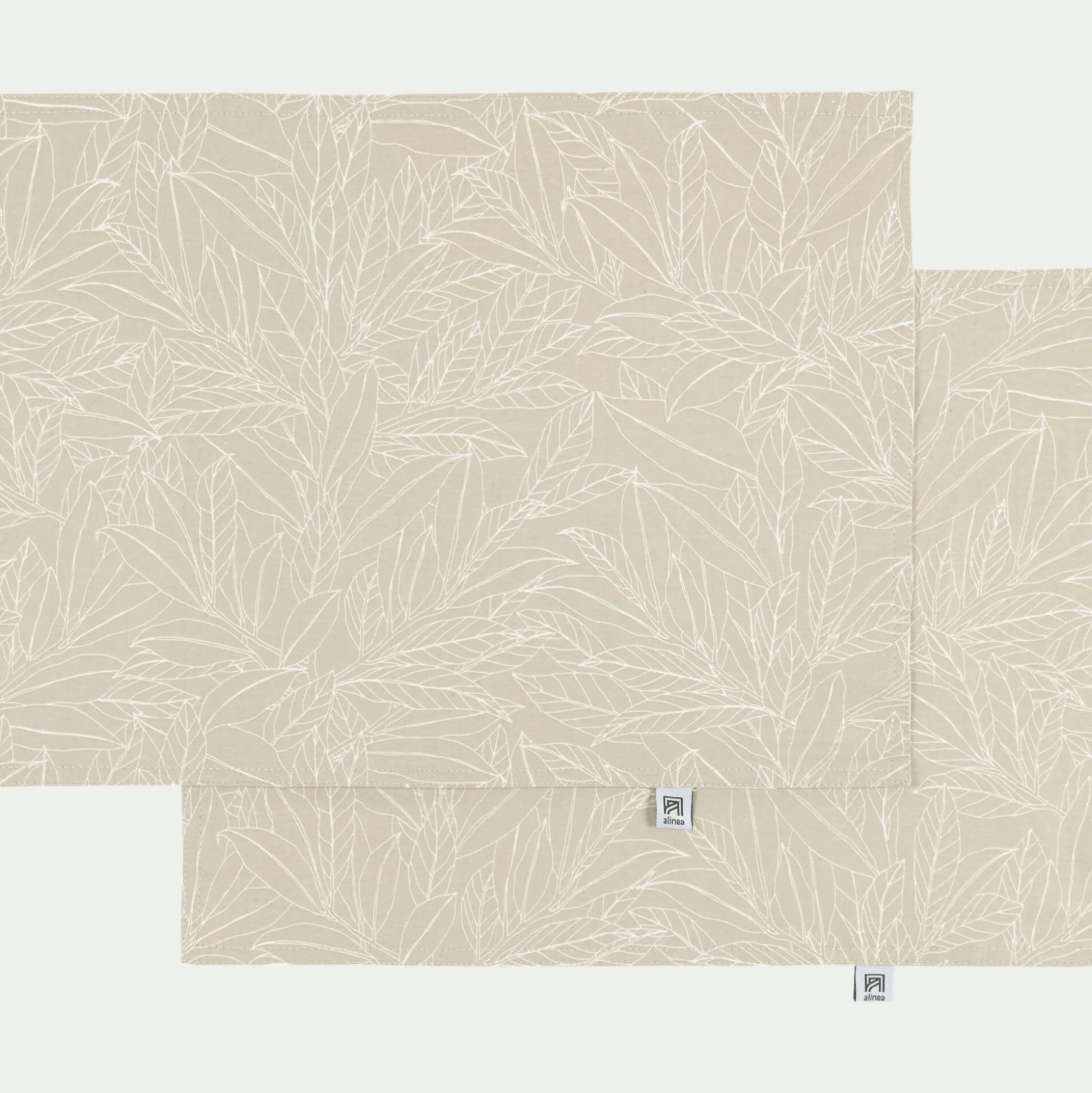 Lot de 2 sets de table en coton enduit motif laurier - beige alpilles 35x48cm