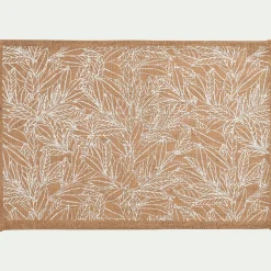 Lot de 4 sets de table motif laurier en jute 30x45cm - naturel