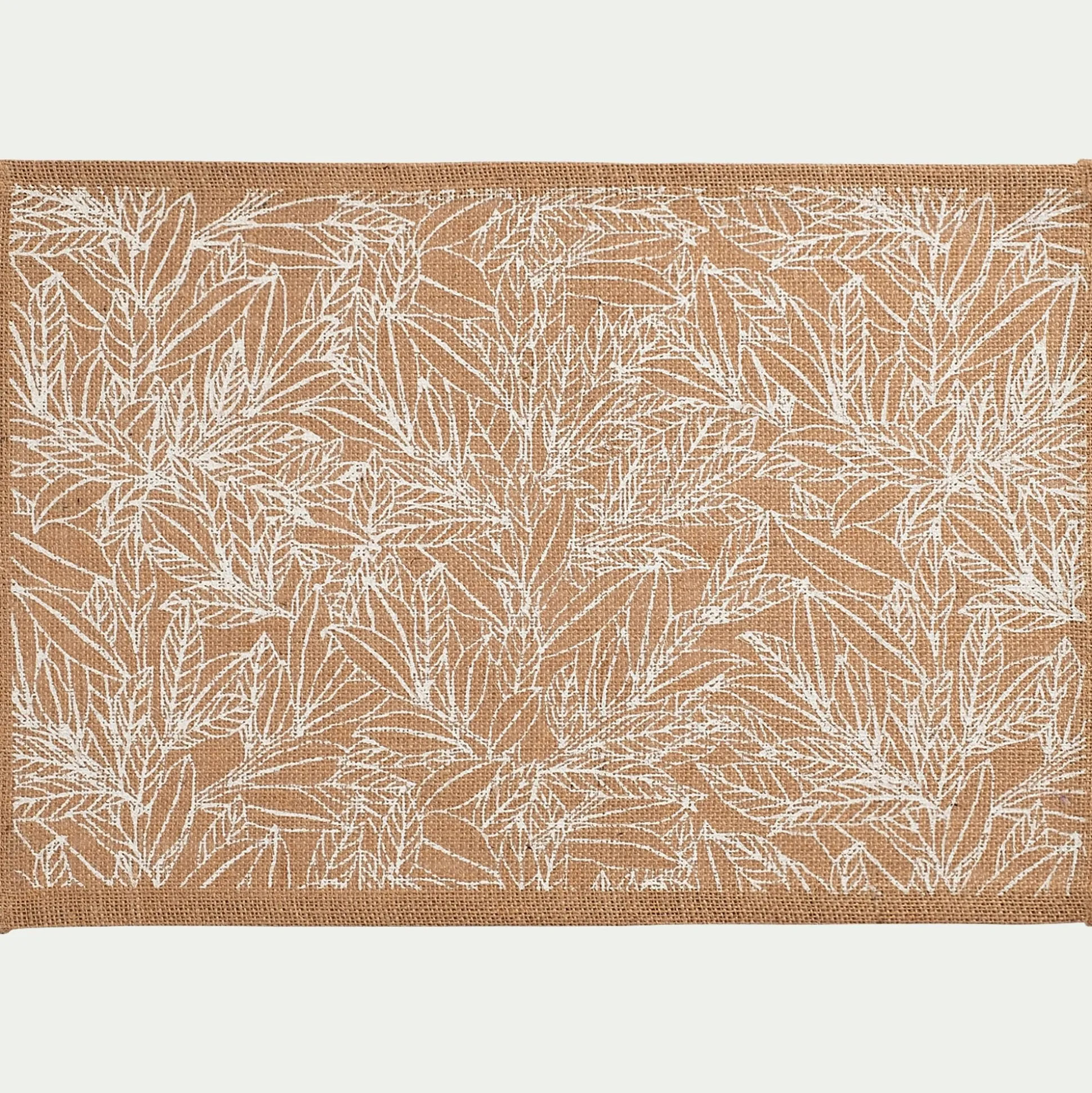 Lot de 4 sets de table motif laurier en jute 30x45cm - naturel