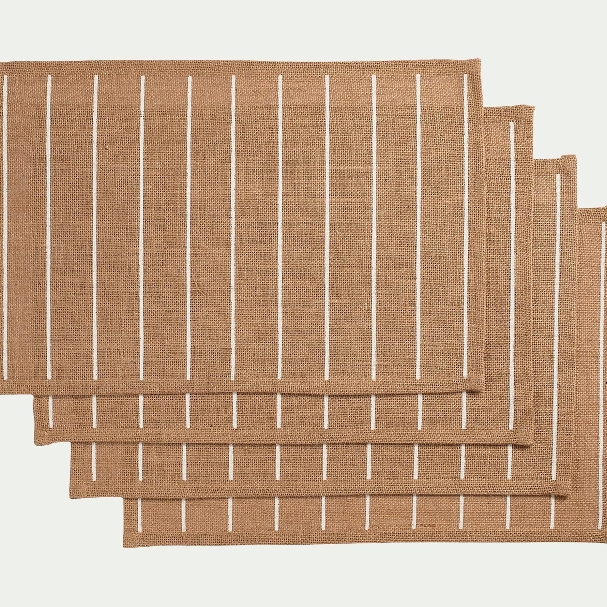 Lot de 4 sets de table à rayures en jute 30x45cm - naturel