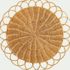 Lot de 2 sets de table ronds en rotin D38cm - naturel