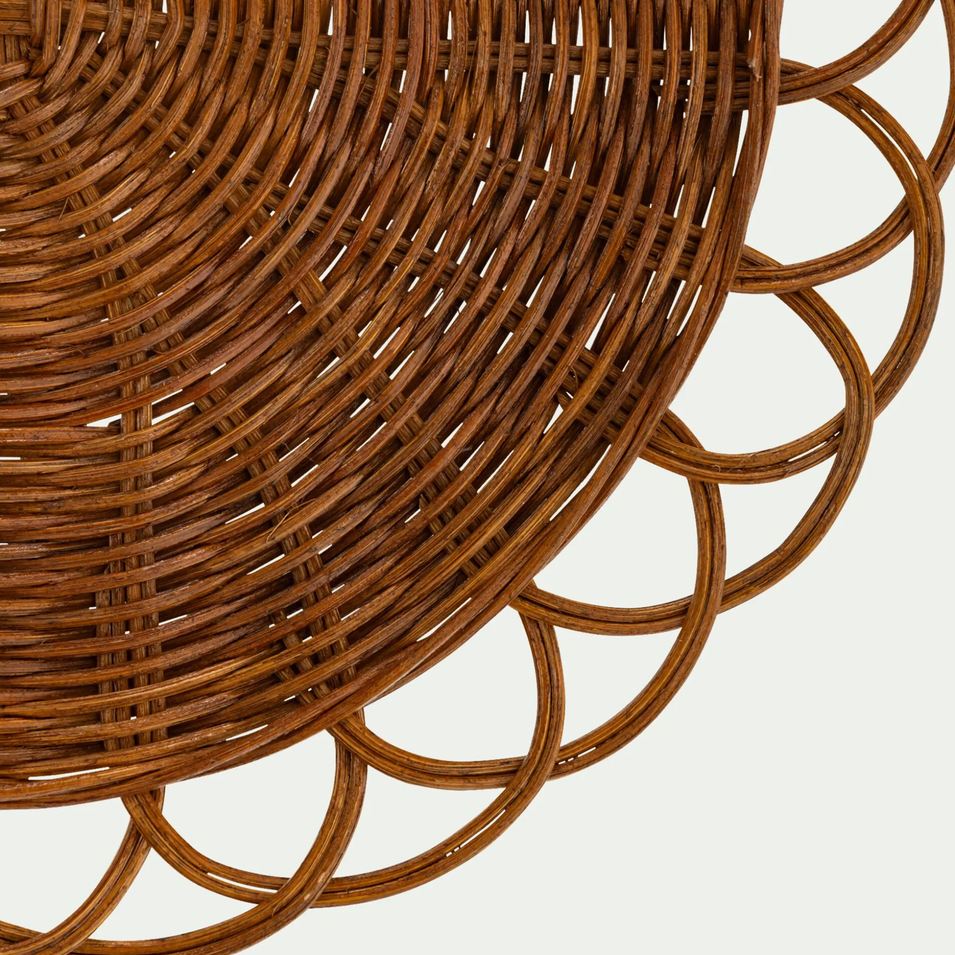 Lot de 2 sets de table ronds en rotin D38cm - naturel