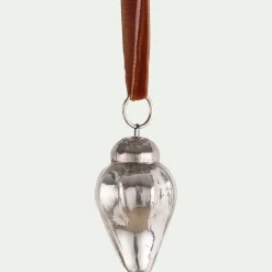 Lot de 6 suspensions goutte en verre H4cm - argenté