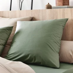 Lot de 2 taies d'oreiller en coton - vert cèdre 65x65cm