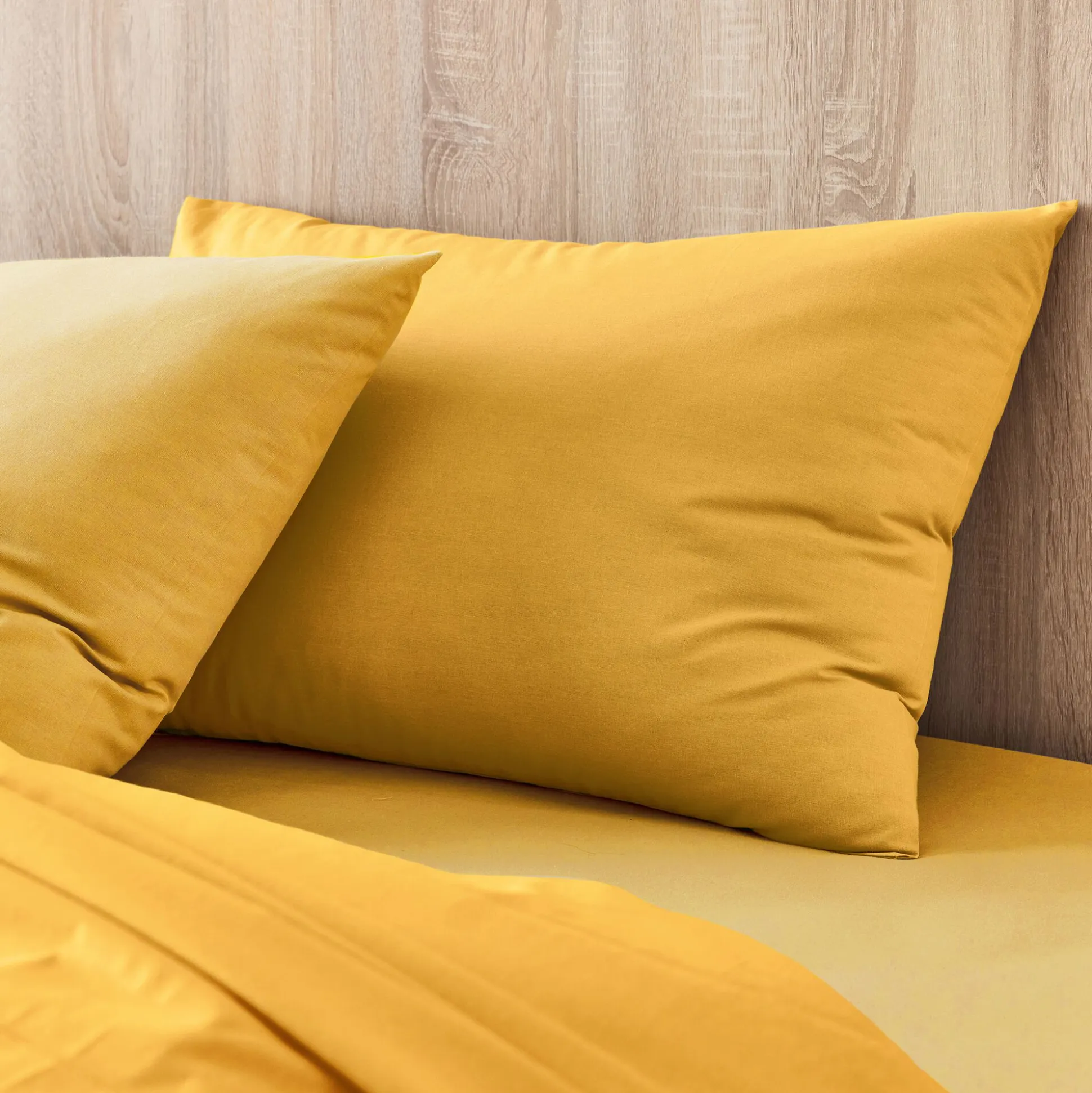 Lot de 2 taies d'oreiller en coton - jaune genet 50x70cm