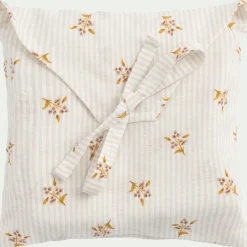 Lot de 2 taies d'oreiller en lin et coton 50x70cm avec motif argan - jaune