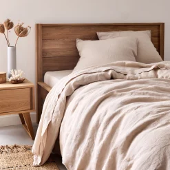 Lot de 2 taies d'oreiller en lin lavé - beige 65x65cm