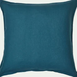 Lot de 2 taies d'oreiller en lin lavé 65x65cm - bleu figuerolles