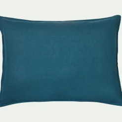Lot de 2 taies d'oreiller en lin lavé 50x70cm - bleu figuerolles