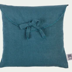 Lot de 2 taies d'oreiller en lin lavé 50x70cm - bleu figuerolles